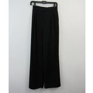 Zara XS Black Trouser Pants Pleated High Rise Wide Leg Comfort
